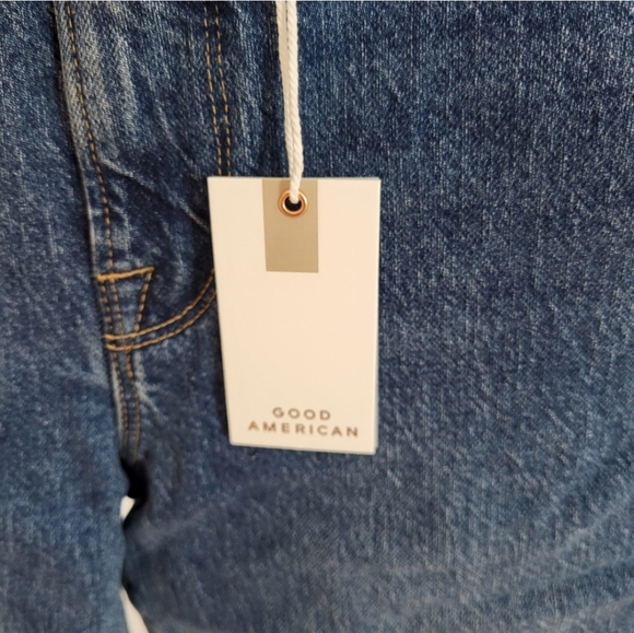 Good American Good Classic Raw Hem Jeans Blue Skinny High Rise 2 26 NWT - Picture 7 of 13
